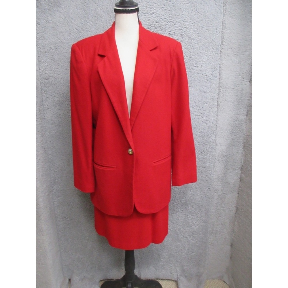 Vintage 90s Savannah Wool Skirt Suit Women 10 Red Power Suit Office Executive